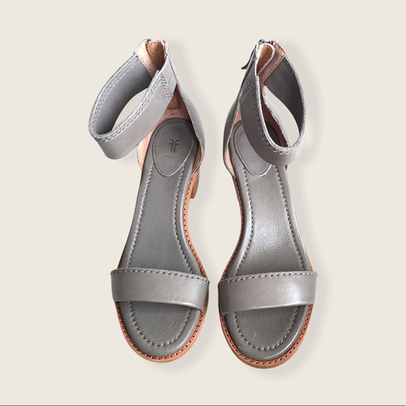 Frye Brielle Charcoal Grey Wooden Ankle Sandals - Picture 9 of 16